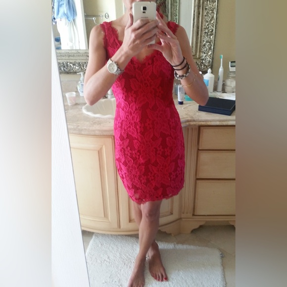 Adrianna Papell red lace cocktail dress - Picture 4 of 4
